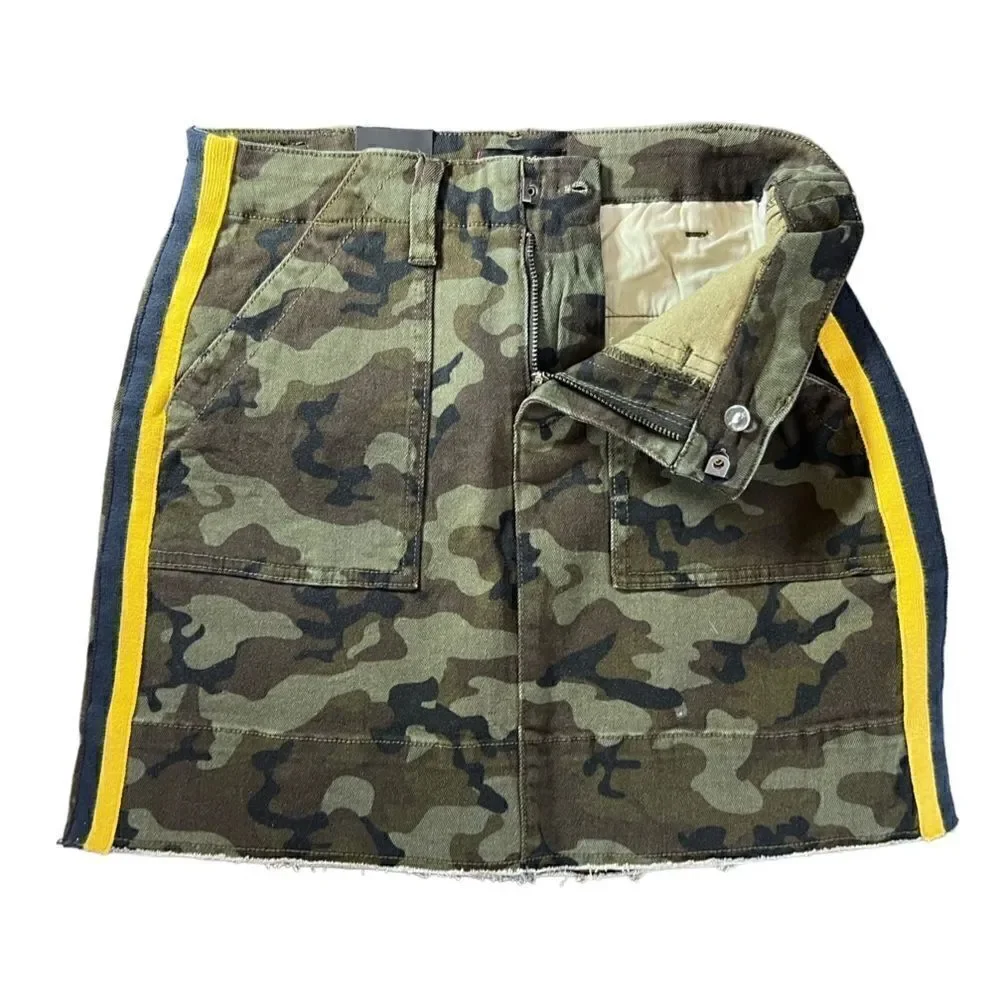Dear John Jean Mini Skirt Camo Green Size 25 (NWT)
